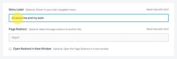 Set page menu label