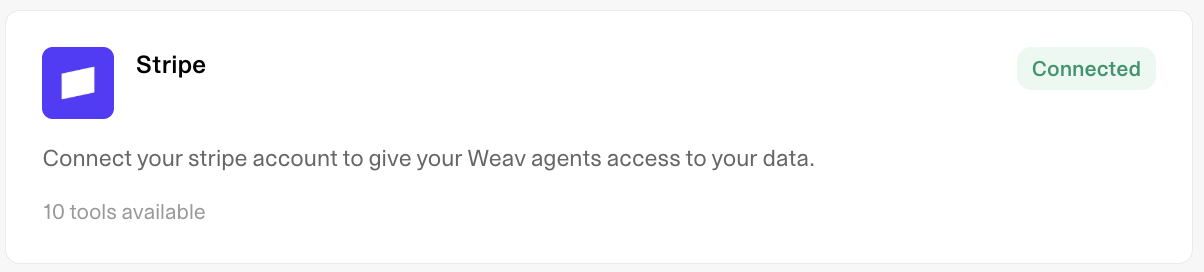 Stripe integration for AI agents