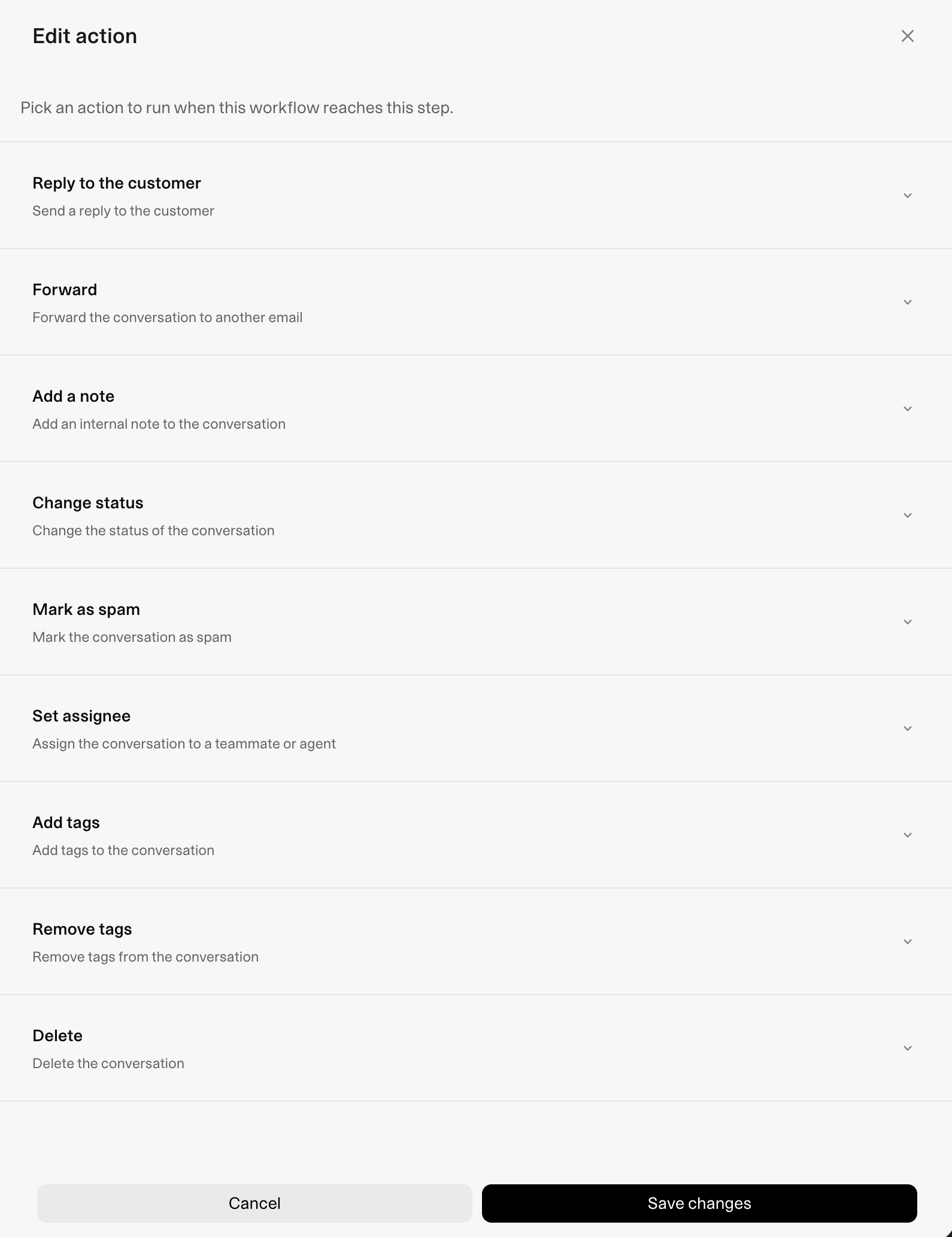 Workflow actions